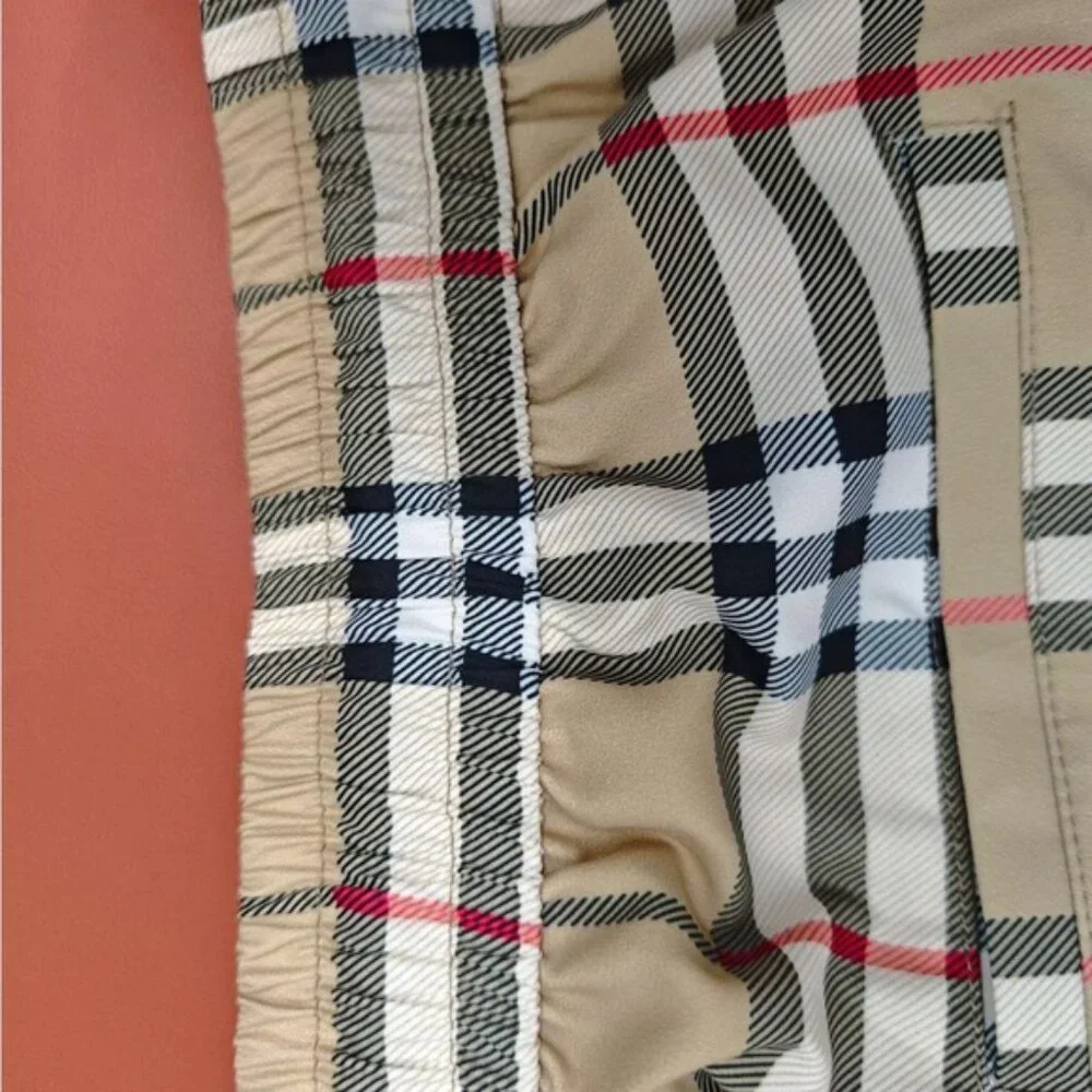 Burberry Beige Checkered Men's Athletic Shorts